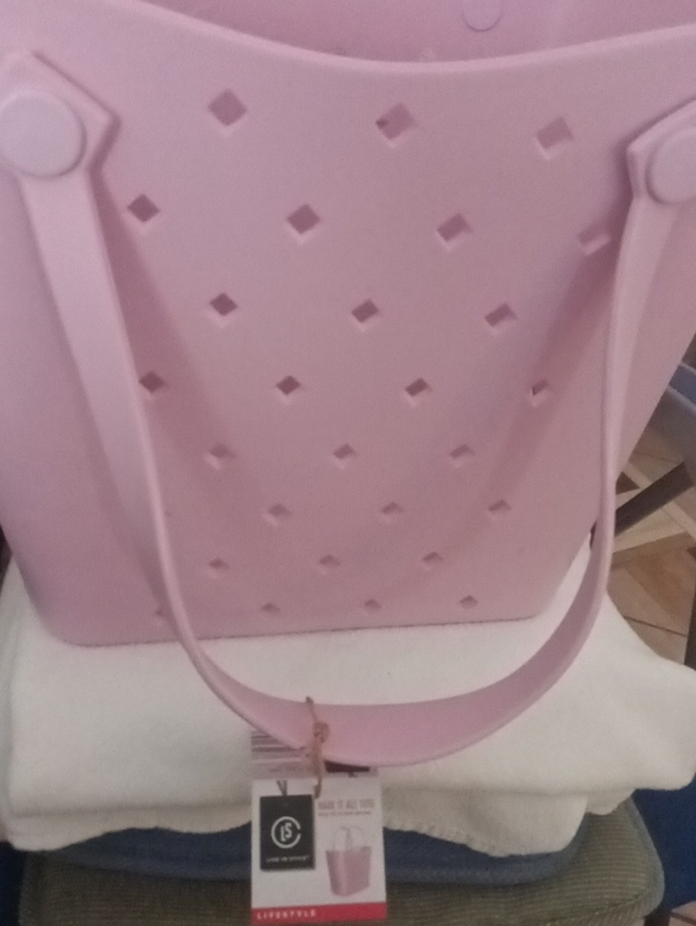Women's Pink Perforated Tote Bag with Comfortable Straps